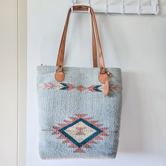 MZ Fair Trade Handmade Wool Bucket Tote Pastel Bohemian Manos Zapatecos Large - Picture 4 of 11